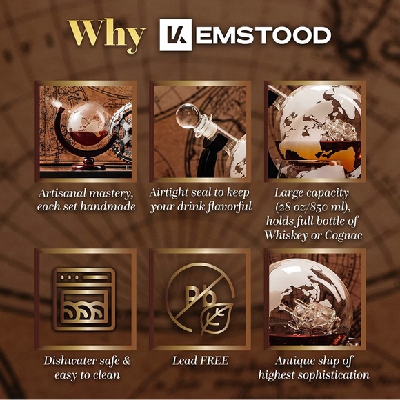 Kemstood Whiskey Globe Decanter (28 Ounce) - Picture 3 of 5